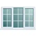 White uPVC Georgian bar triple casement window with central fixed pane